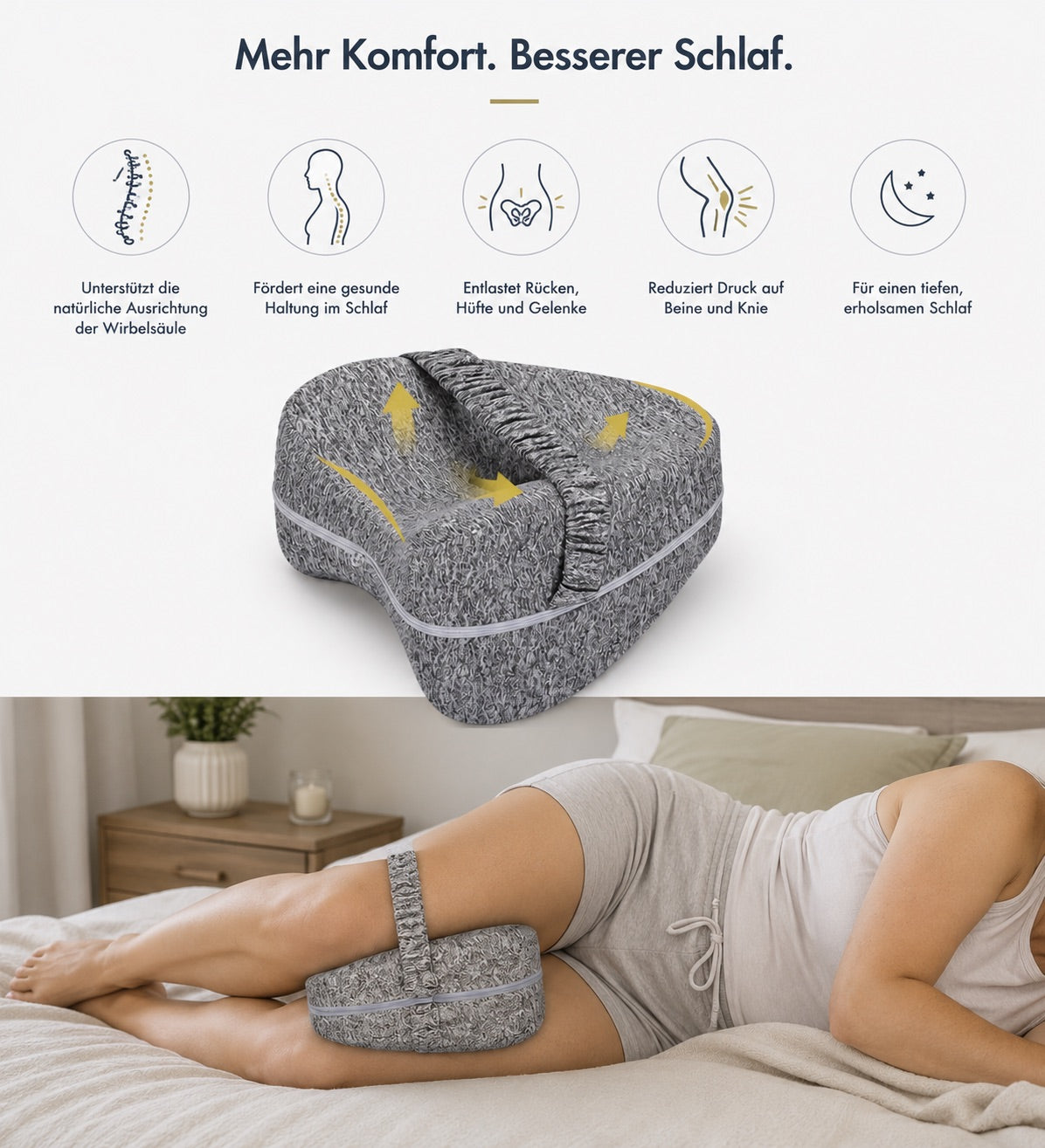Orthopädisches Seitenschläfer Kniekissen